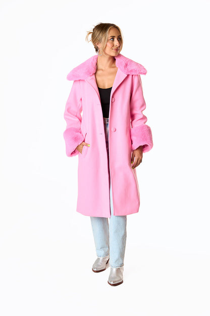 BuddyLove Carmine Faux Fur Trim Coat - Star Dust