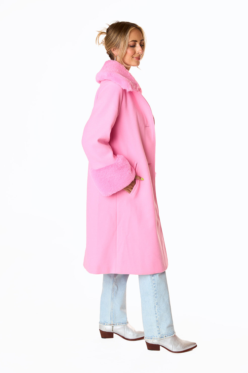 BuddyLove Carmine Faux Fur Trim Coat - Star Dust