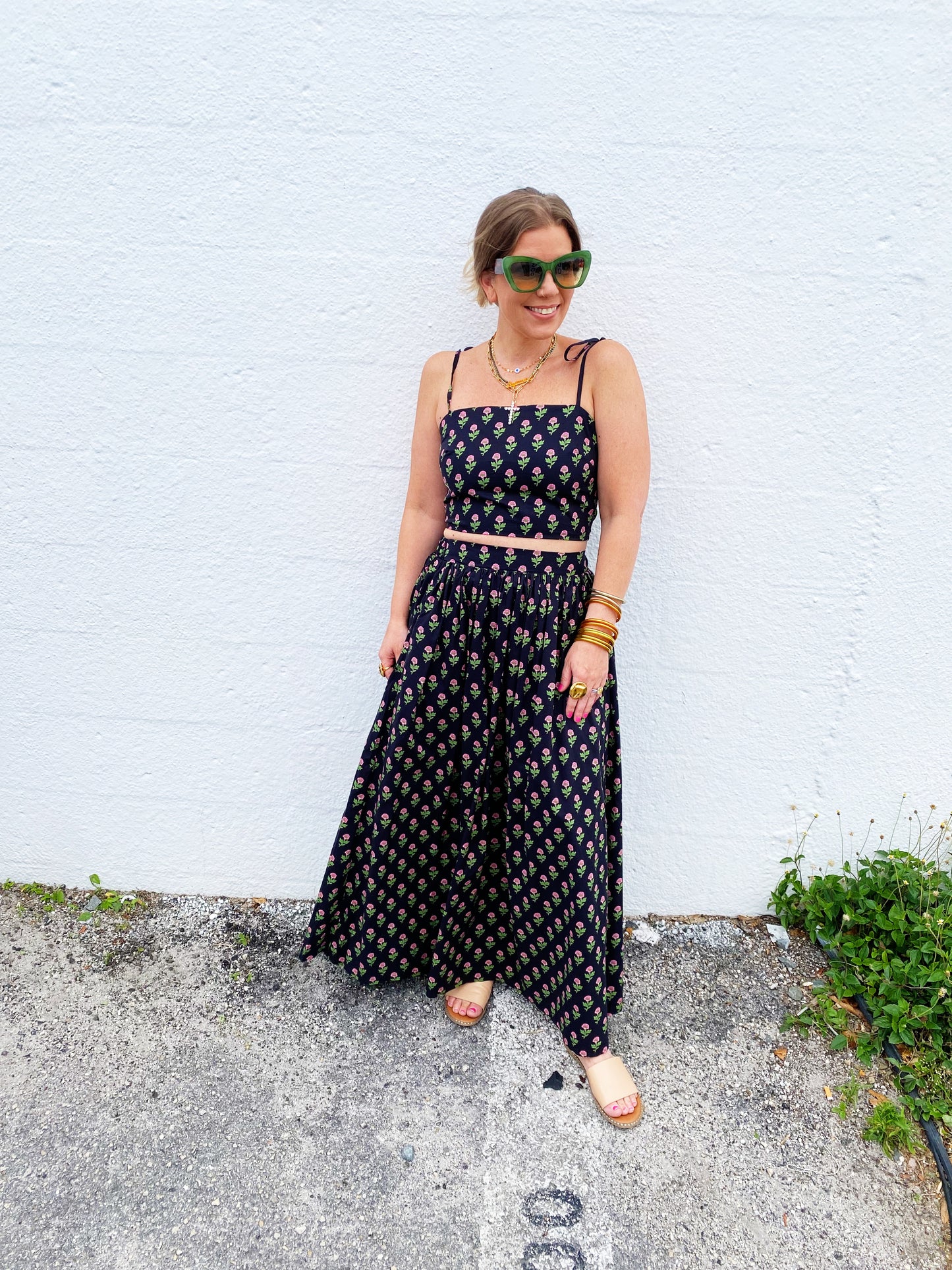 Floral Crop Top and Skirt Set Medium