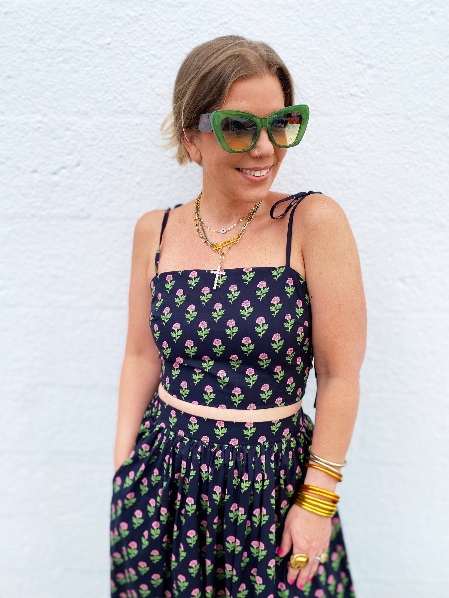 Floral Crop Top and Skirt Set Medium