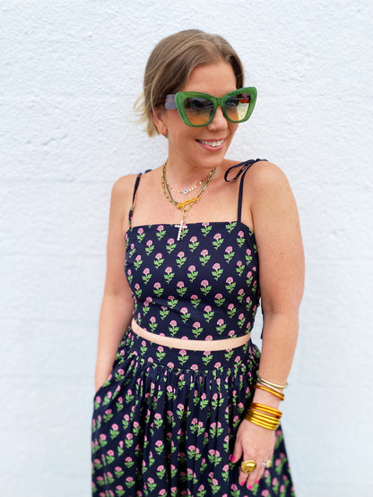 Floral Crop Top and Skirt Set Medium