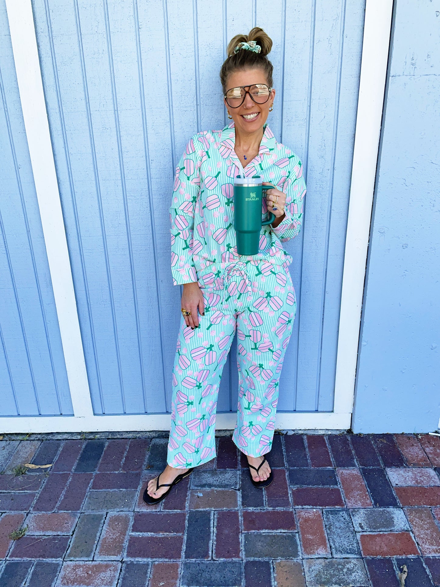 Pickleball Pajama Set with Pants & Long Sleeve Top