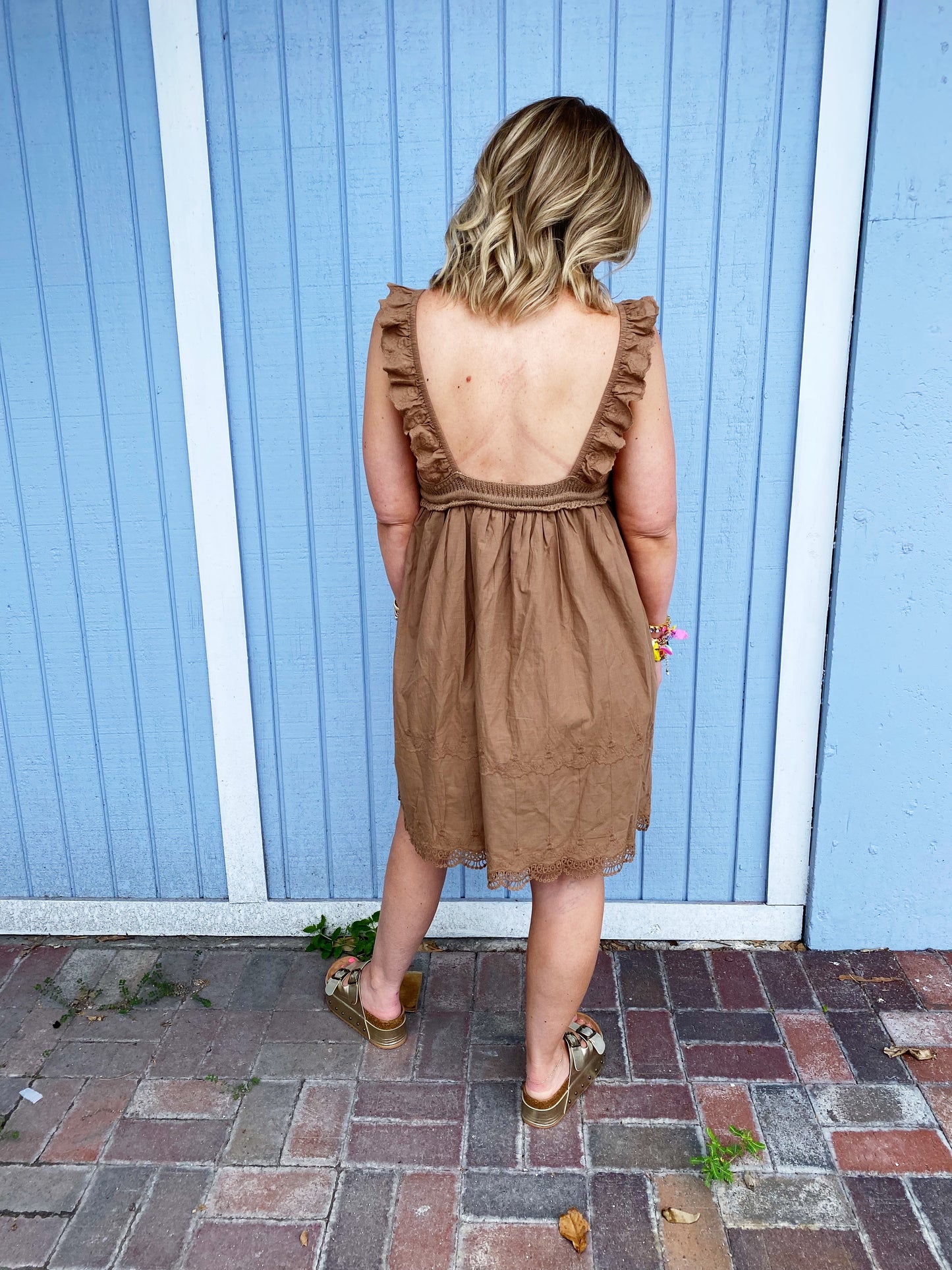 V Neck Crochet Mini Dress *FINAL SALE