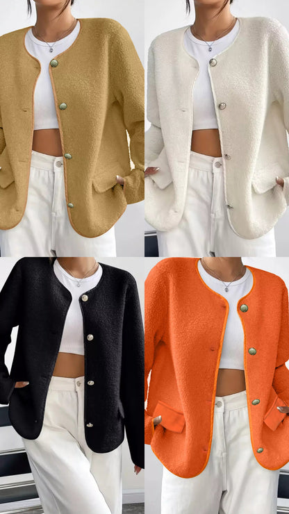 Full Size Textured Button-Up Fleece Outerwear PREORDER