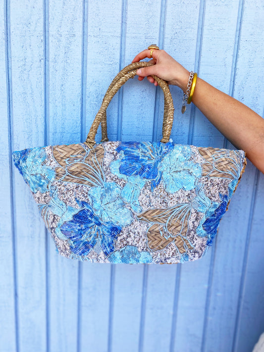 Linda Sparkle Wicker Natural Tote