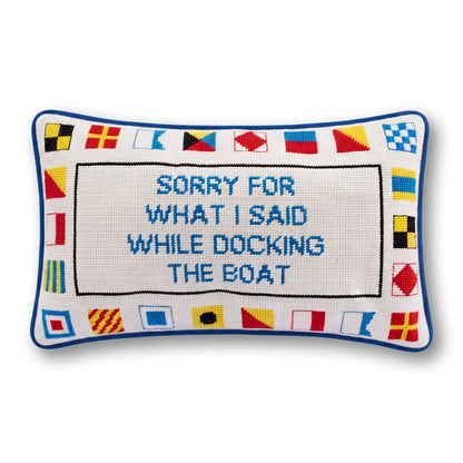 Docking The Boat Needlepoint Pillow