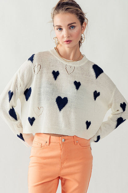 Navy and cream Lost in Love Sweater