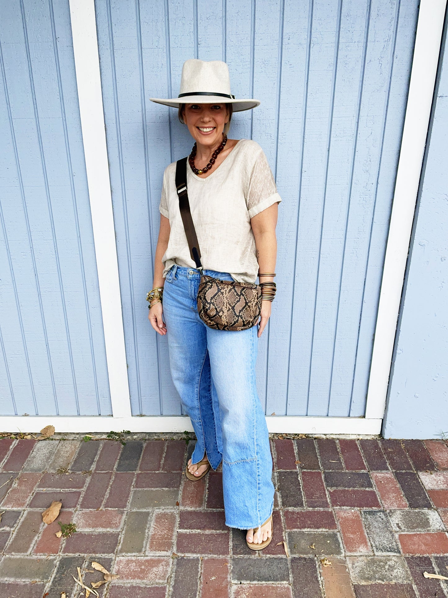 Devon Convertible Crossbody- Brown Python