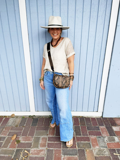 Devon Convertible Crossbody- Brown Python