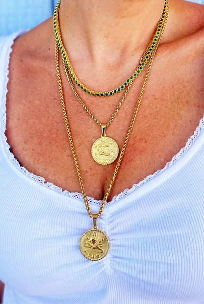 Emerald Bezel Tennis Necklace