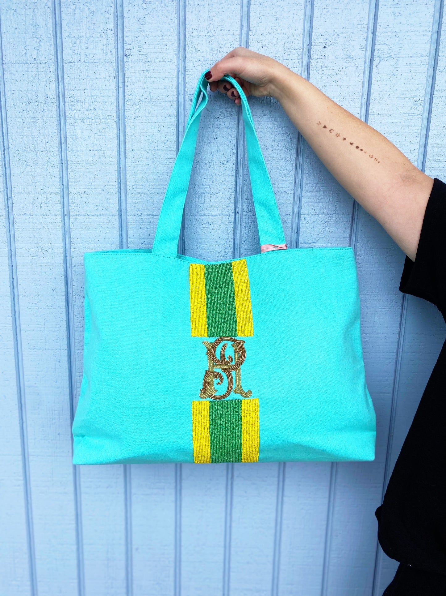 Custom Beaded Canvas Tote