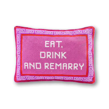 Eat Drink Remarry Needlepoint Pillow