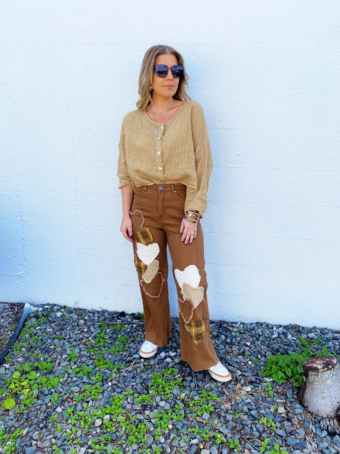 Wooden Heart Patch Pants FINAL SALE