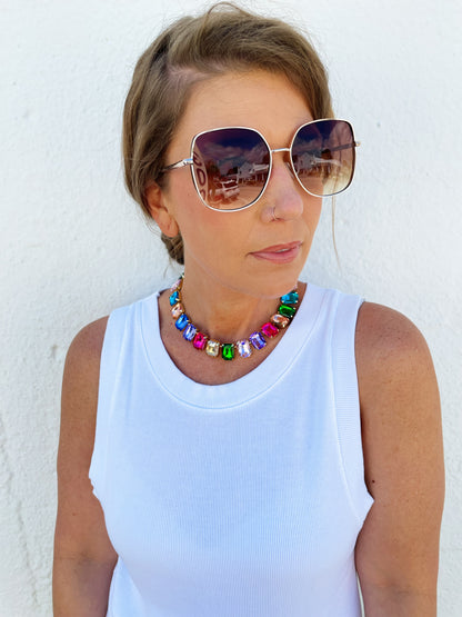 Banks Colorful Emerald Cut Necklace