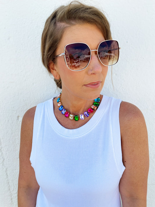 Banks Colorful Emerald Cut Necklace