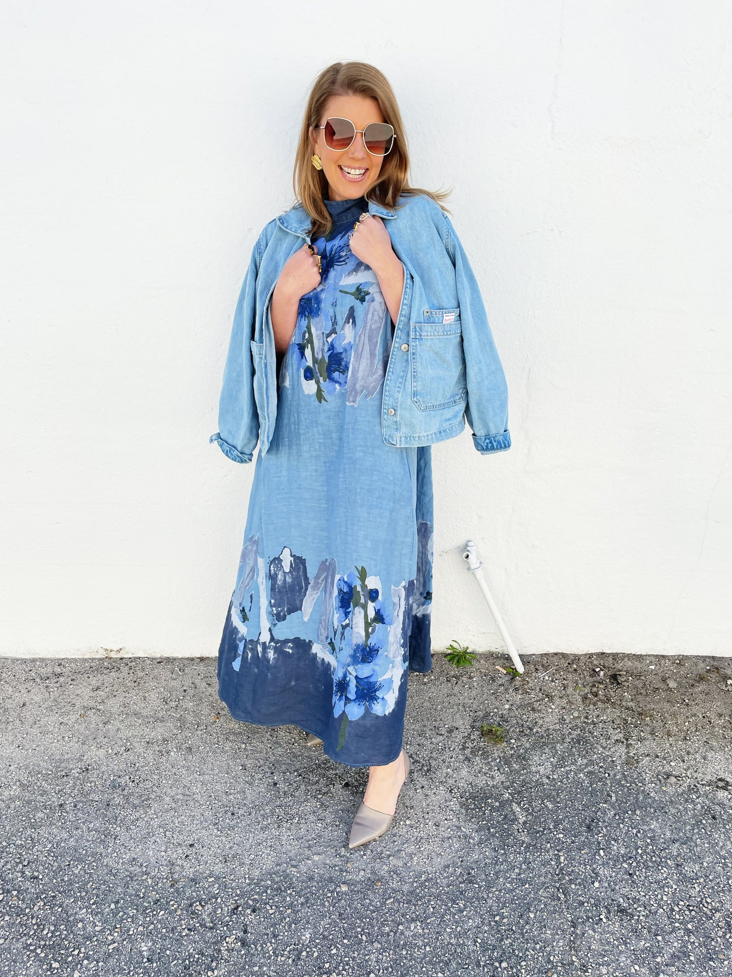 Jenny Dress in Blue Watercolor