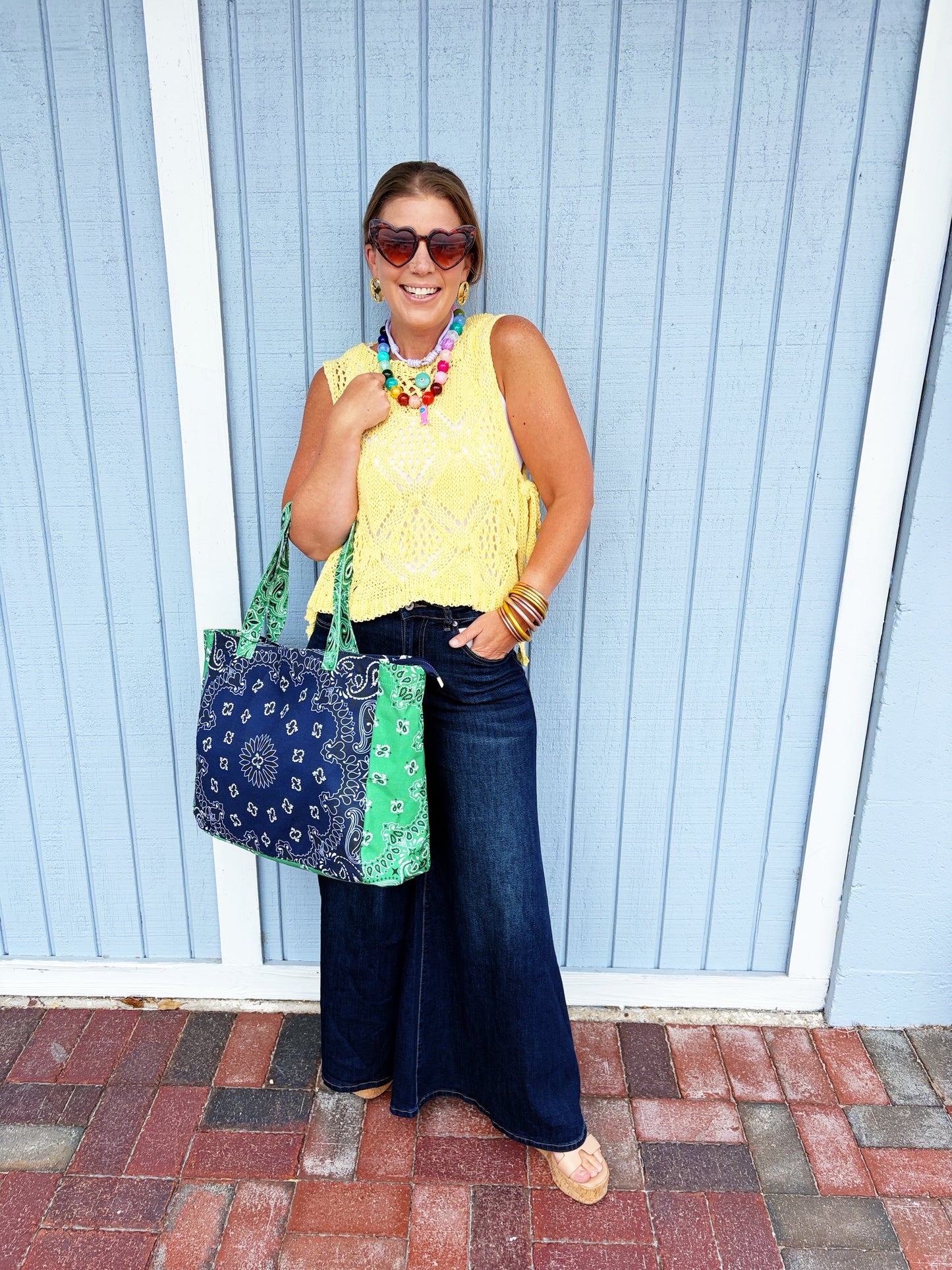 Bailey Bandana Tote Navy/Green