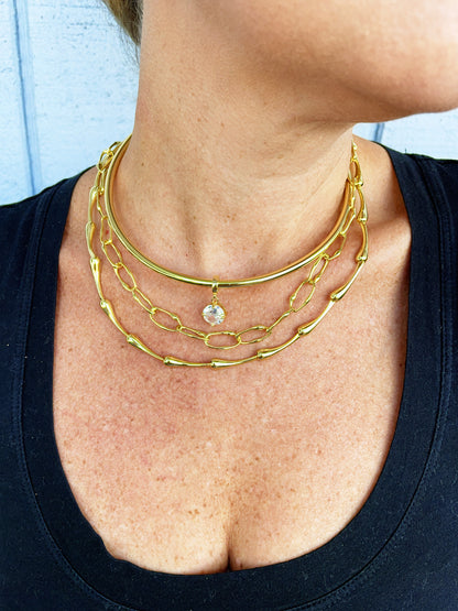 Round Cut Necklace Cuff