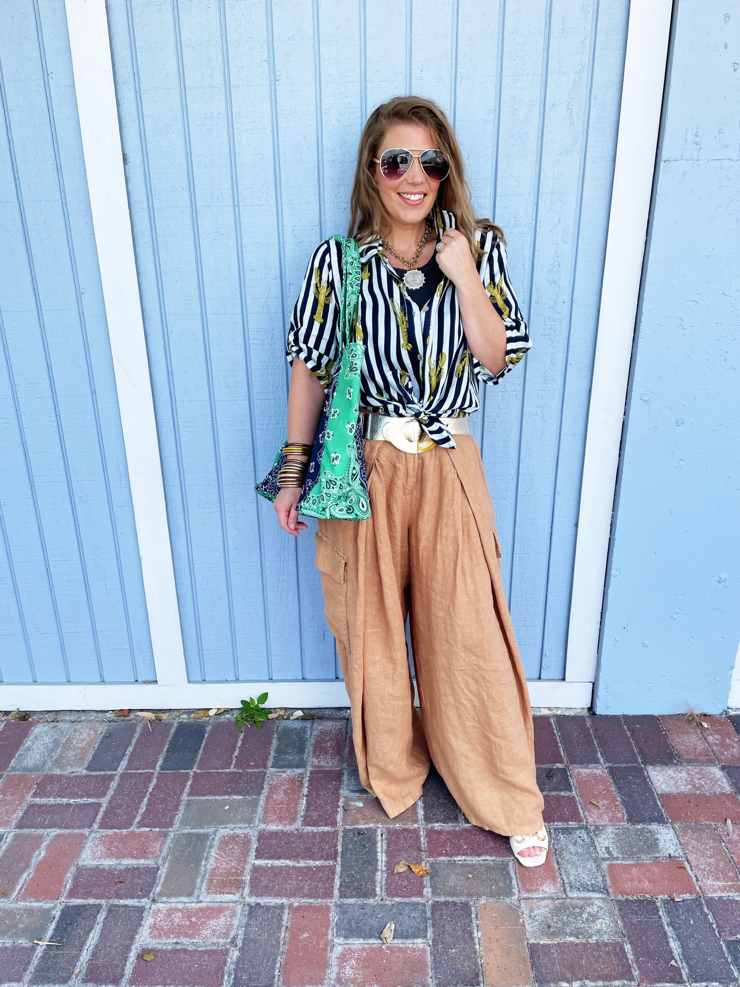 Bailey Bandana Tote Navy/Green (preorder shipping 6.2)