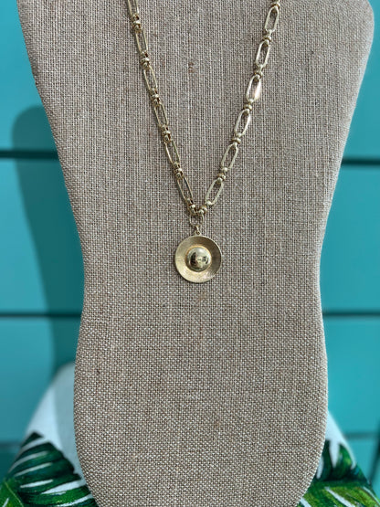 Gold Sundial on Gold Chain