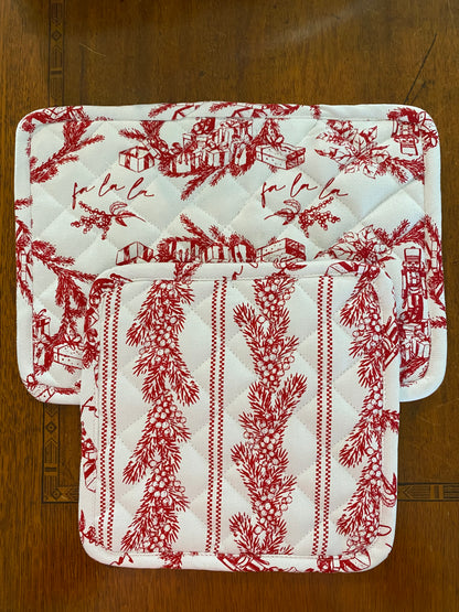 Reversible Nutcracker Pot Holder Set