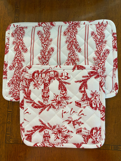 Reversible Nutcracker Pot Holder Set