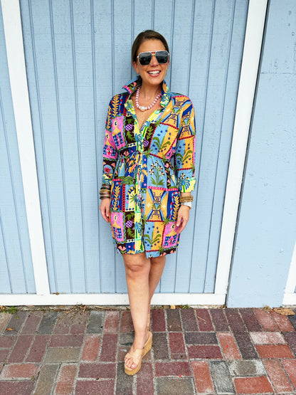 Mystic Print Claudette Tie Dress