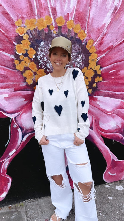 Navy and cream Lost in Love Sweater