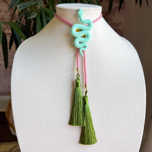 Snake Bolo Turquoise with Bubblegum Pink & Olive