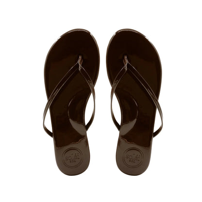 Solei Sea Walnut Patent Flip Flops