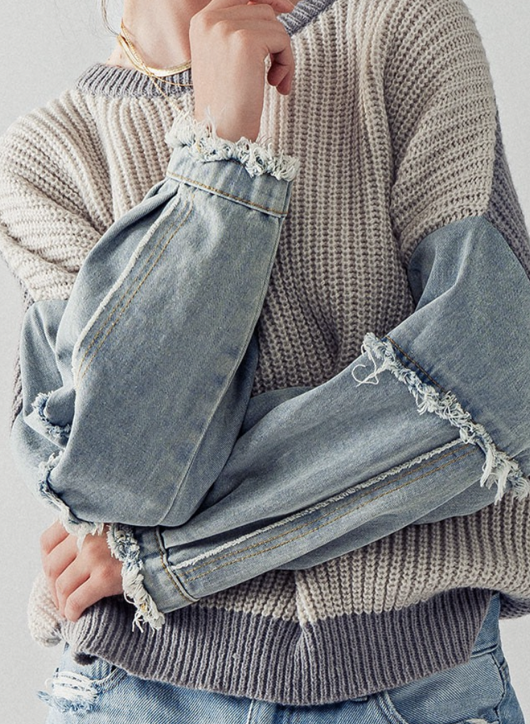 Two tone denim top