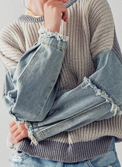 Two tone denim top
