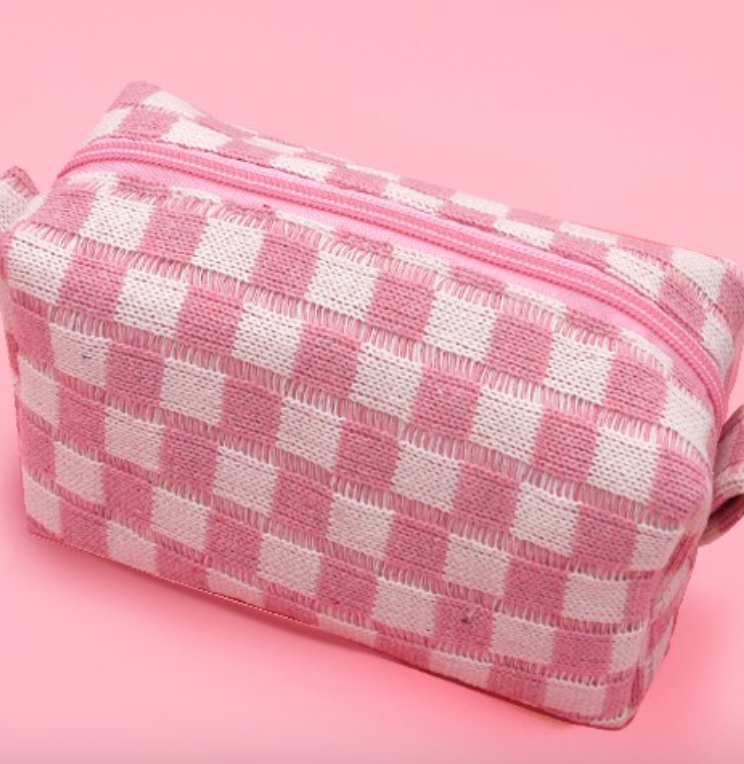 Checkered Makeup Pouch