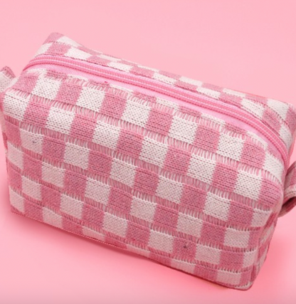 Checkered Makeup Pouch