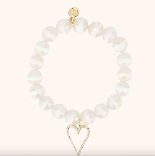 White Capiz Heart Bracelet