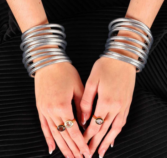 Silver All Weather Bangles® (Set of 9) - Serenity Prayer