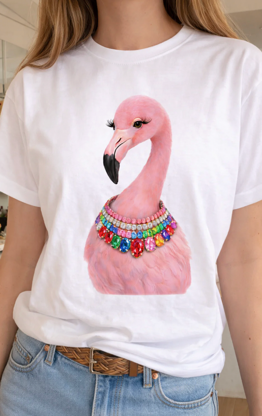 Jeweled Collar Flamingo *BOXY TEE