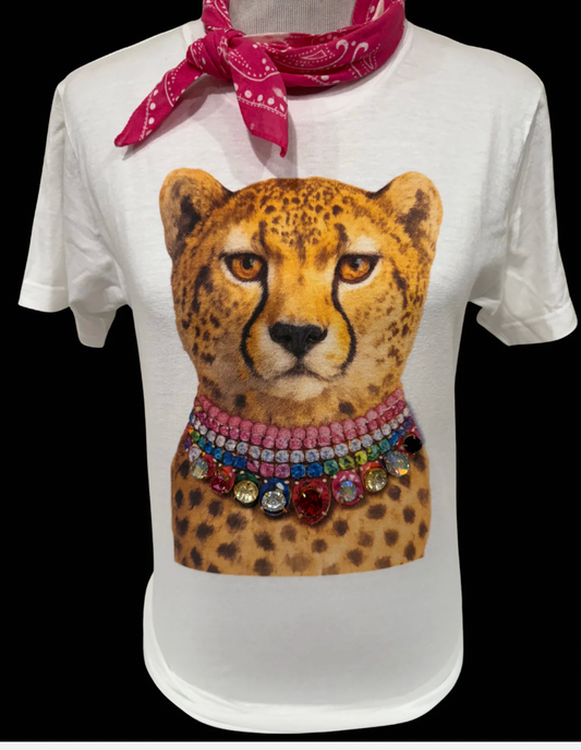 Jeweled Collar Leopard Tee PREORDER