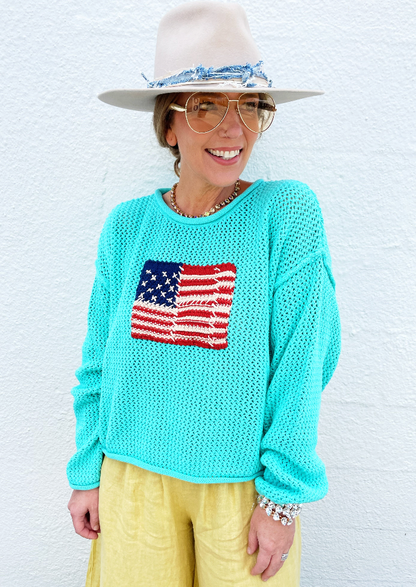 American Flag Crew Neck Sweater