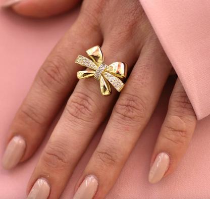 Adjustable Gold Bow Ring