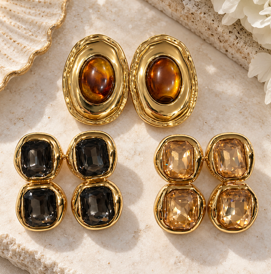 Britton Earrings (double stone taupe)