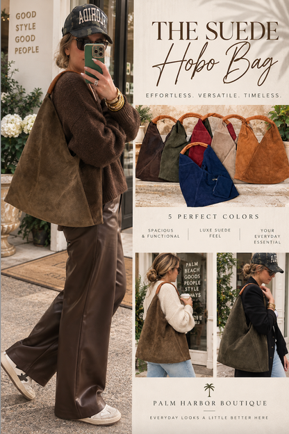 The Suede It Bag in Taupe
