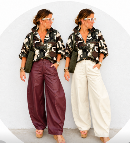 Valerie Vegan Leather Barrel Pants *2 colors