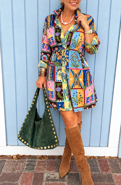 Mystic Print Claudette Tie Dress