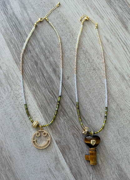 Tasha Pave Happy Face Necklace
