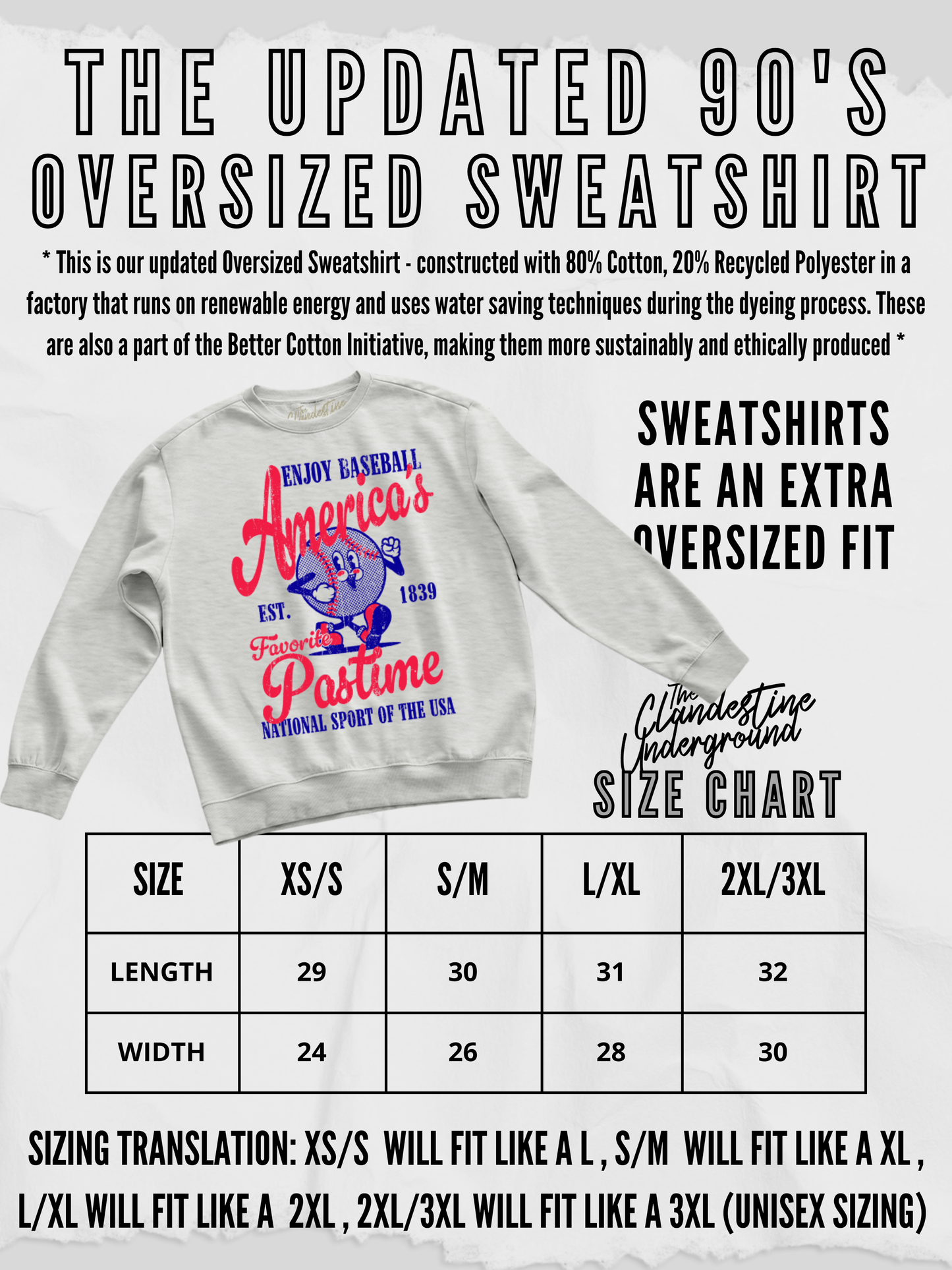 Underground Original Design: Extra Dirty Martini Oversized 90's Sustainable Sweatshirt