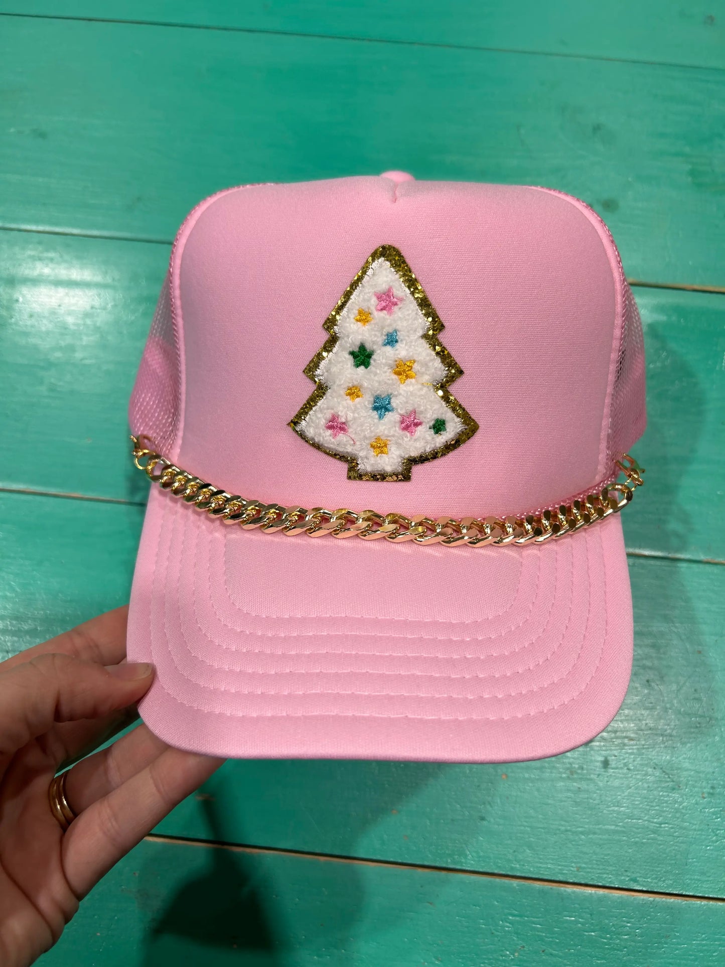 Soft Pink Chenille Tree Trucker