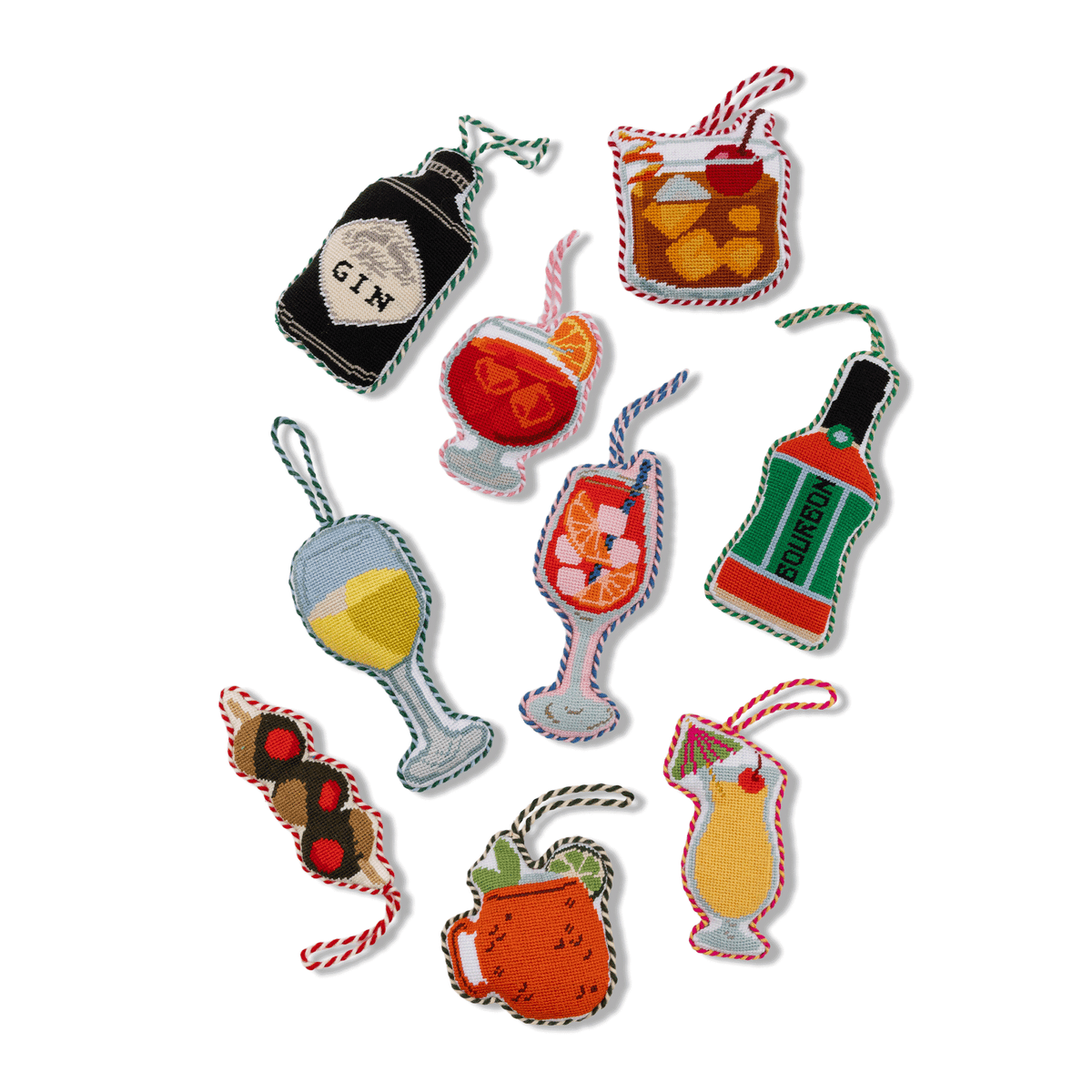 Needlepoint Icon Ornament - White Wine