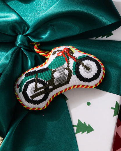 Needlepoint Icon Ornament - Motorcycle