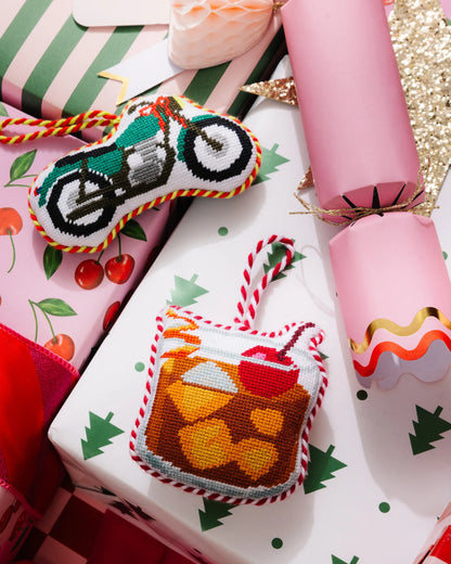Needlepoint Icon Ornament - Motorcycle